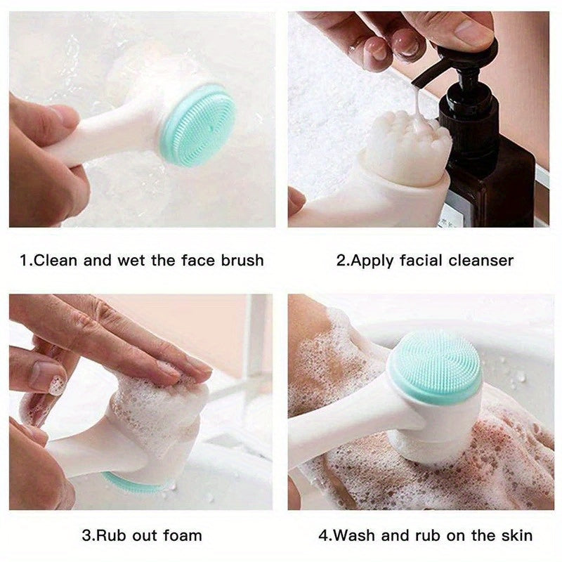 Of a 3D Double-Sided Cleansing Brush, Designed Manual Massage with Soft Bristles, Serves As an Exfoliator And Face