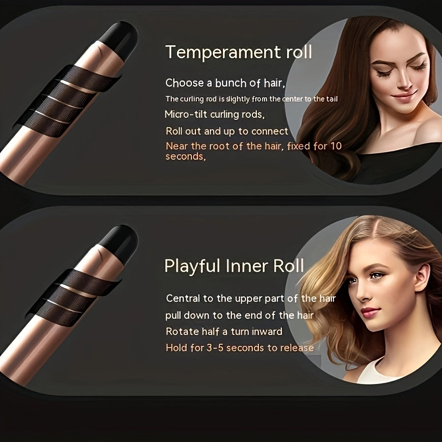 US Standard Single Barrel Curling Iron Anti-Scald Wave Curls, Curling Iron, Multifunctional Electric Curler, Temperature Controlled Professional Curler, Quickly Creates Various Curly Hairstyles
