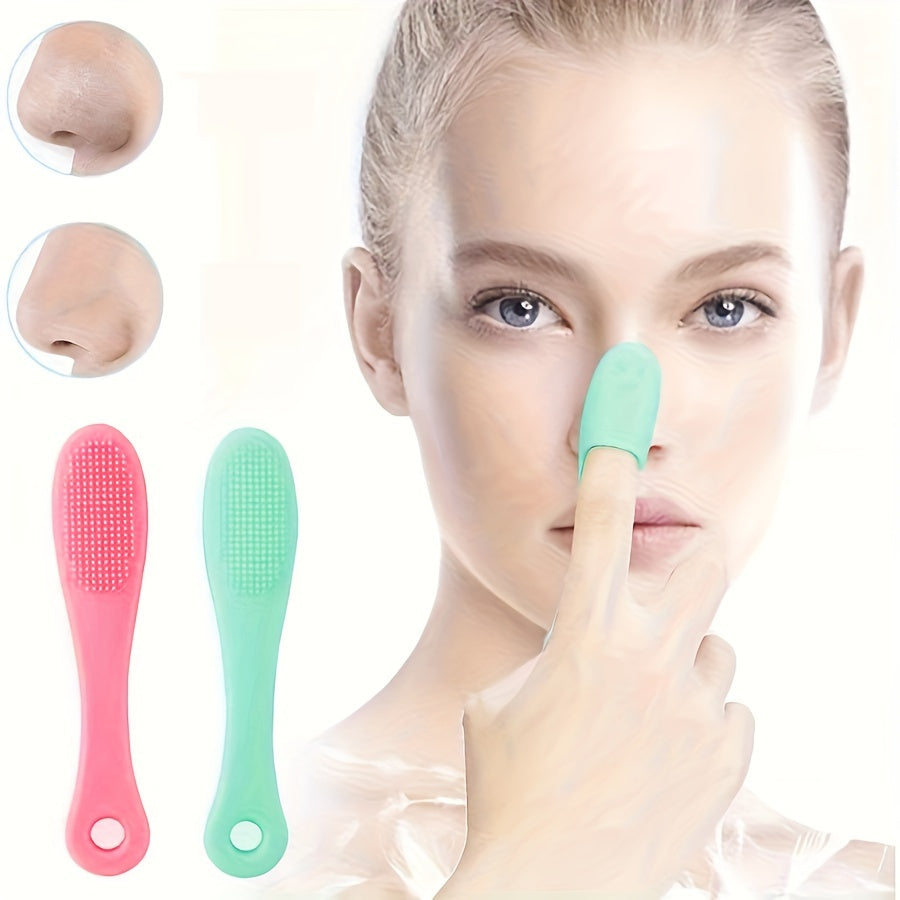 1 Finger-shaped Soft Silicone Nose Brush for Facial Cleansing, Blackhead Removal, Nose Brush, Exfoliating Facial Cleansing Brush, Care Tool