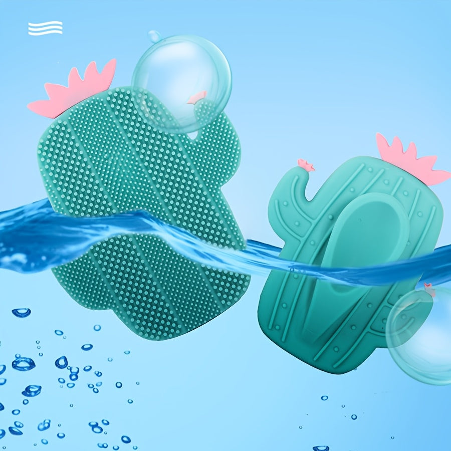 Upgraded Silicone Facial Cleansing Brush, Portable Cactus Shape Face Brush, Skin Care Tool for Gentle Exfoliation & Facial Massage