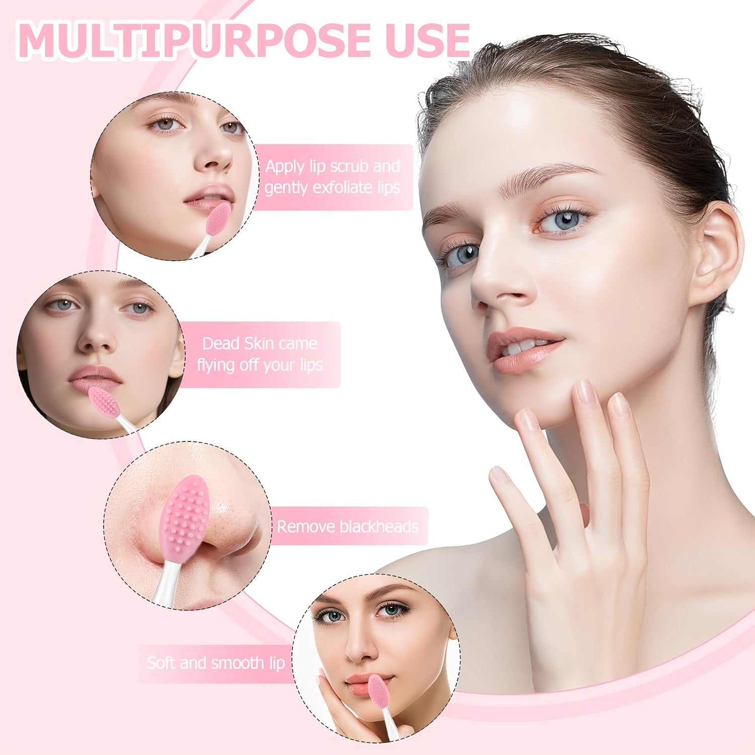 Colorjuly 3pcs Silicone Face And Nose Brush Set, Deep Facial Cleansing And Exfoliation, Used for Makeup Removal, Pore Cleansing, Facial Massage, Flexible Material That Does Not Harm The Skin, Repeatedly Washed And Used, Portable