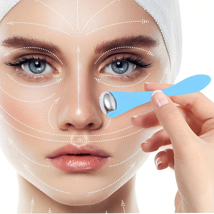 1pc Double Head Stainless Steel Ice Roller Eye Massage Stick Dual-Use Face Cream Eye Cream Spoon Face Ice Dressing Beauty Stick Eye Massage Tool