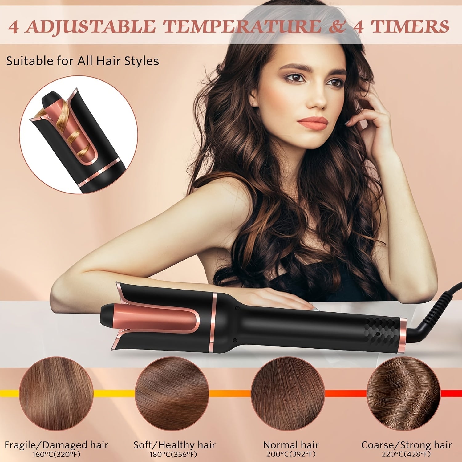 Automatic Curling Iron Auto Hair Curler Curling Wand Rotating Anti-Scald Ceramic Curling Iron Styling Tools
