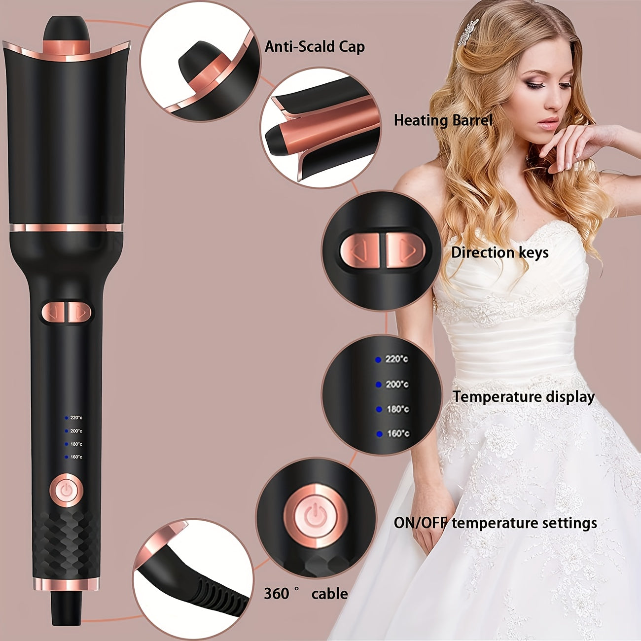 Automatic Curling Iron Auto Hair Curler Curling Wand Rotating Anti-Scald Ceramic Curling Iron Styling Tools