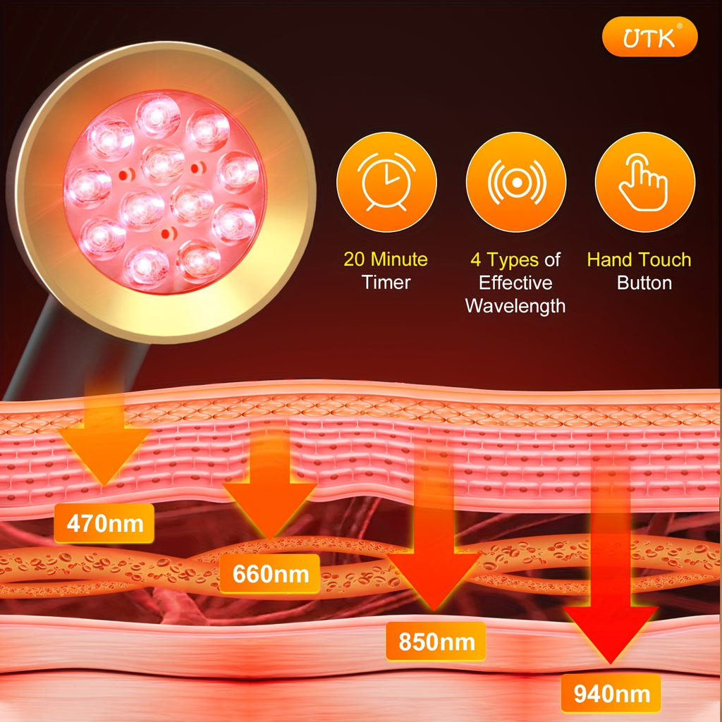 UTK LED Red Blue Light, Facial Relaxation Device -470\u002F660\u002F850\u002F940nm Wavelength