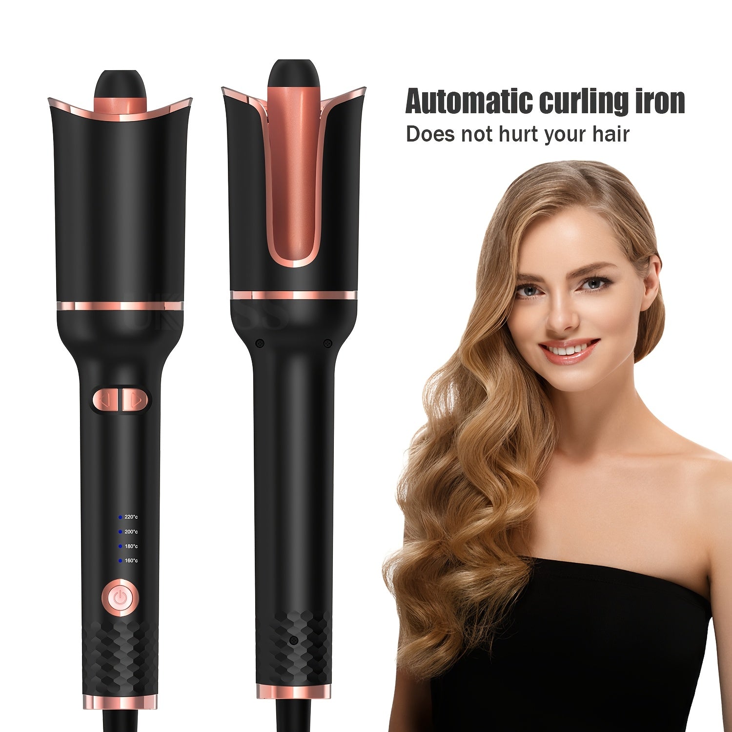 Hair Curler, Curling Wand, Curling Tongs,Curling Iron with 360° Rotating,4-Speed Adjustable Temperature Curling Wand, Fast Heating Ceramic Barrel, Dual Voltage Hair Curlers