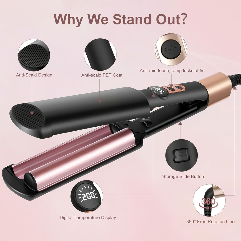 Mini Curling Iron Hair Crimper Waver Electric Hair Curler Curling Iron Ceramic 2 Barrel Hair Curler