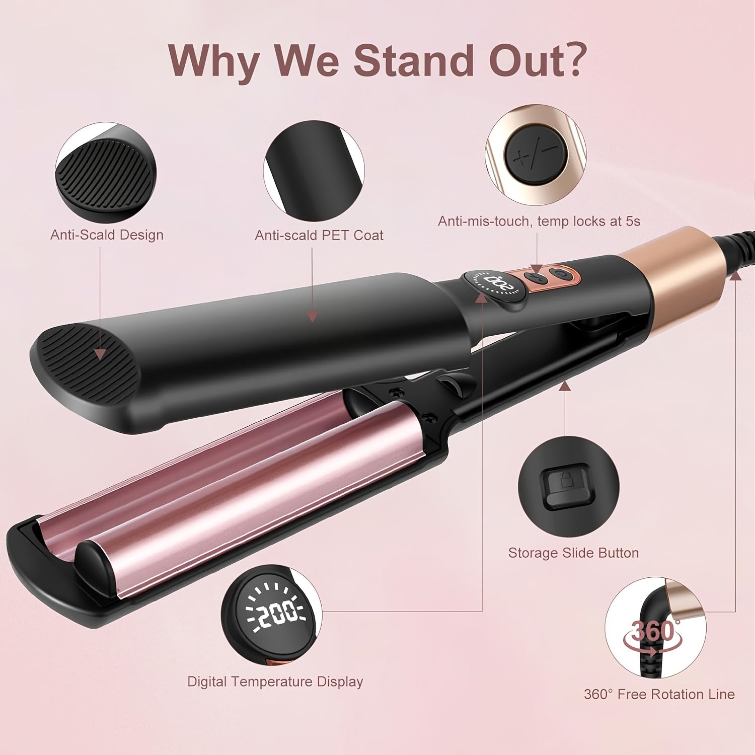 Mini Curling Iron Hair Crimper Waver Electric Hair Curler Curling Iron Ceramic 2 Barrel Hair Curler