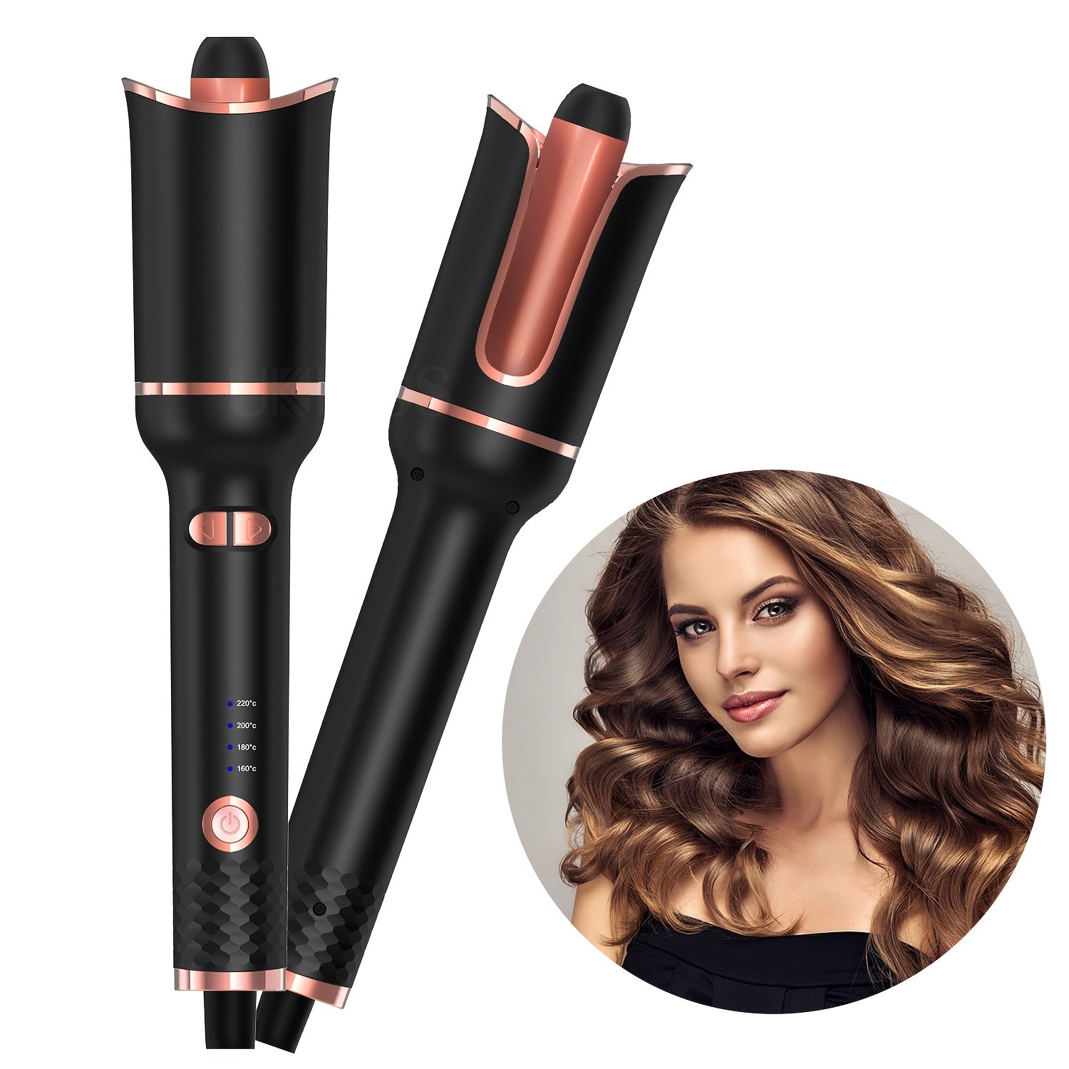 Hair Curler, Curling Wand, Curling Tongs,Curling Iron with 360° Rotating,4-Speed Adjustable Temperature Curling Wand, Fast Heating Ceramic Barrel, Dual Voltage Hair Curlers