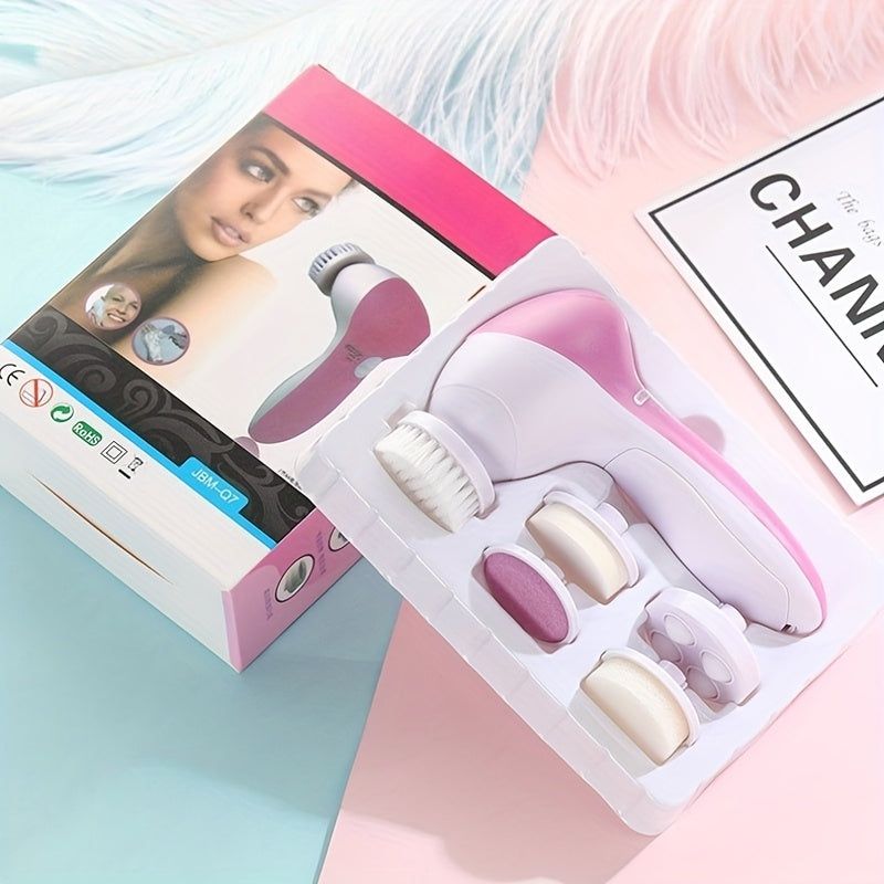 5-In-1 Multifunctional Facial Cleansing Brush, Electric Facial Cleansing Brush, Facial Beauty Cleansing Brush for Exfoliation And Skin Care, Rotating Facial Cleansing Tool, Battery Powered