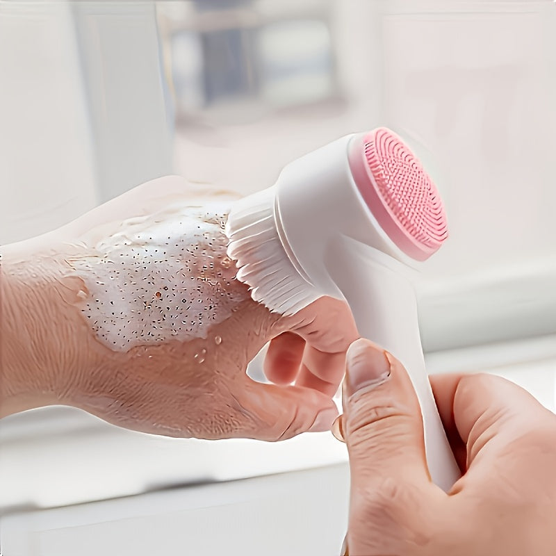Dual Silicone Facial Cleansing Brush with Manual Massage, Soft Exfoliating Brush on Both Sides, Suitable for Use in The Bathroom