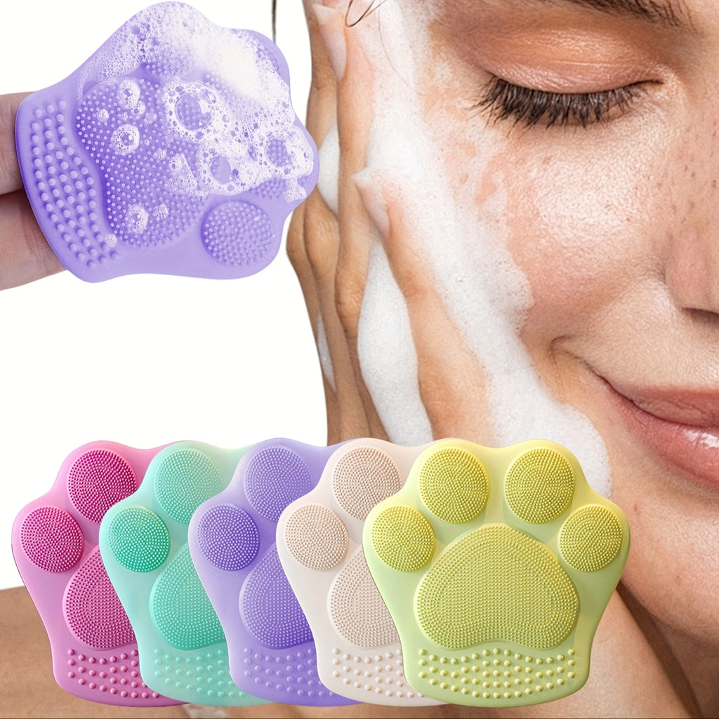 1pc Cat Paw Facial Cleansing Brush – Gentle Exfoliating Skincare Tool for Daily Use, & Pore Cleansing, Hypoallergenic Soft Bristles for Sensitive Skin