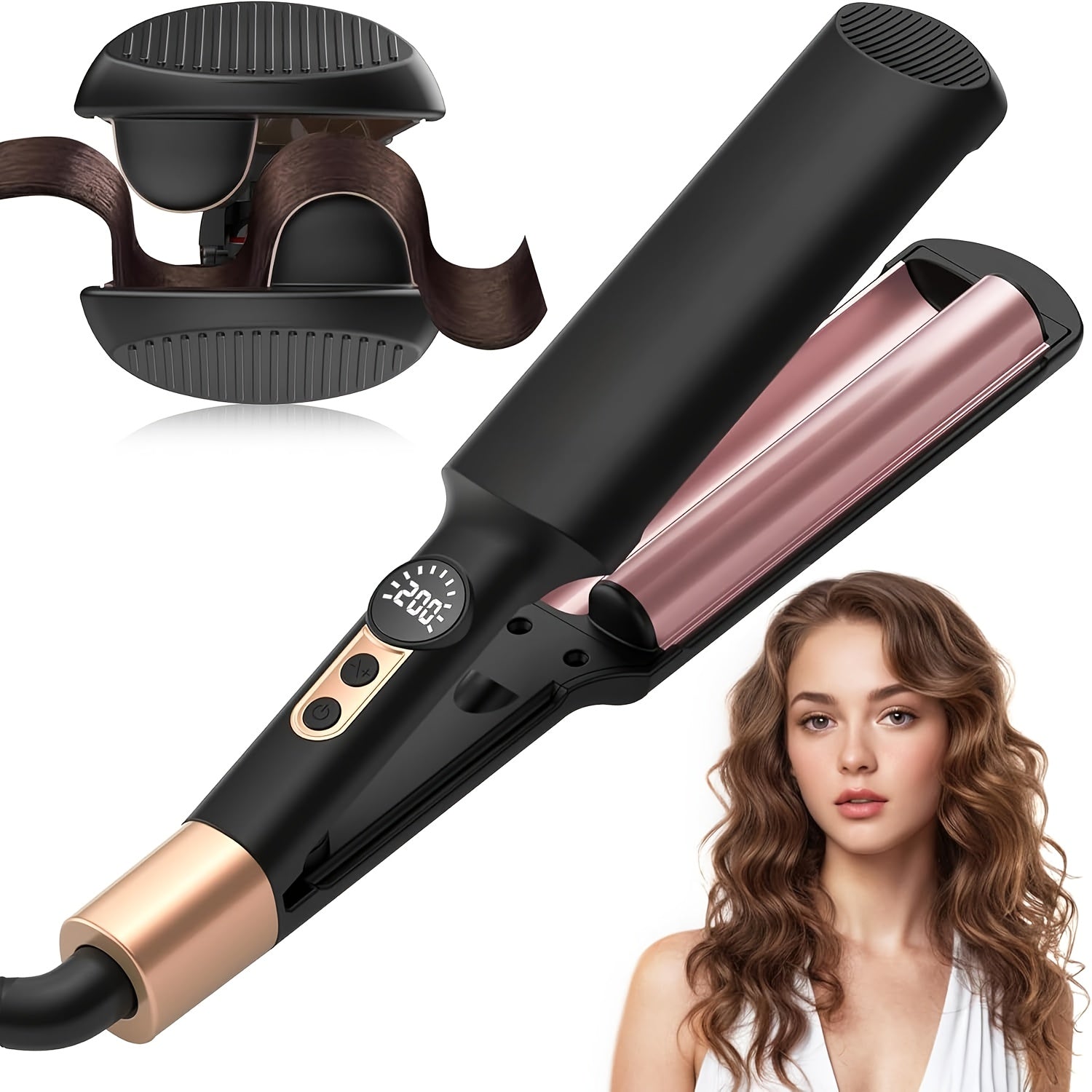 Mini Curling Iron Hair Crimper Waver Electric Hair Curler Curling Iron Ceramic 2 Barrel Hair Curler