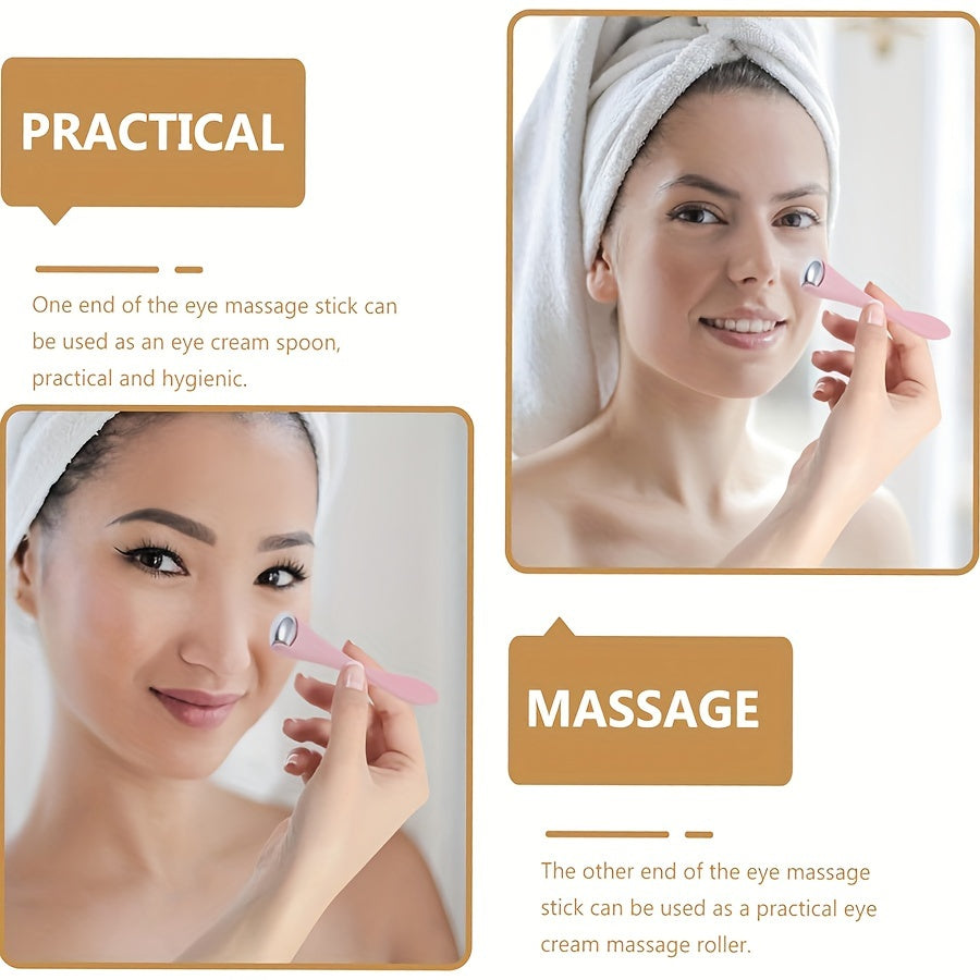 1pc Double Head Stainless Steel Ice Roller Eye Massage Stick Dual-Use Face Cream Eye Cream Spoon Face Ice Dressing Beauty Stick Eye Massage Tool