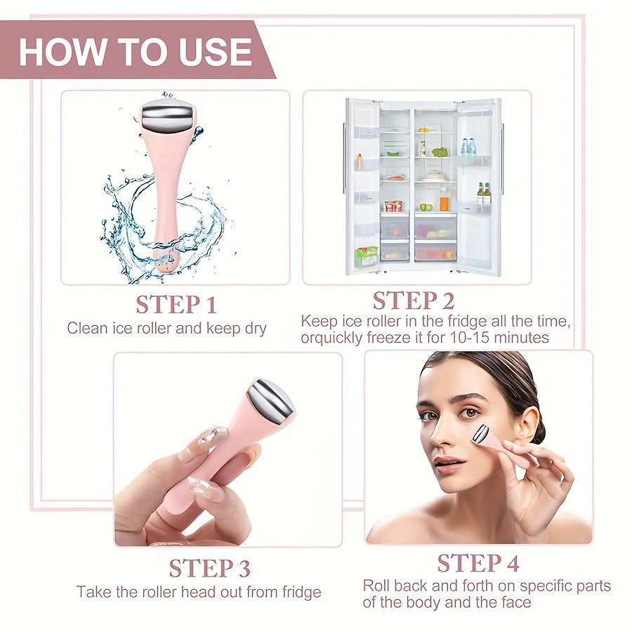 1pc Double Head Stainless Steel Ice Roller Eye Massage Stick Dual-Use Face Cream Eye Cream Spoon Face Ice Dressing Beauty Stick Eye Massage Tool