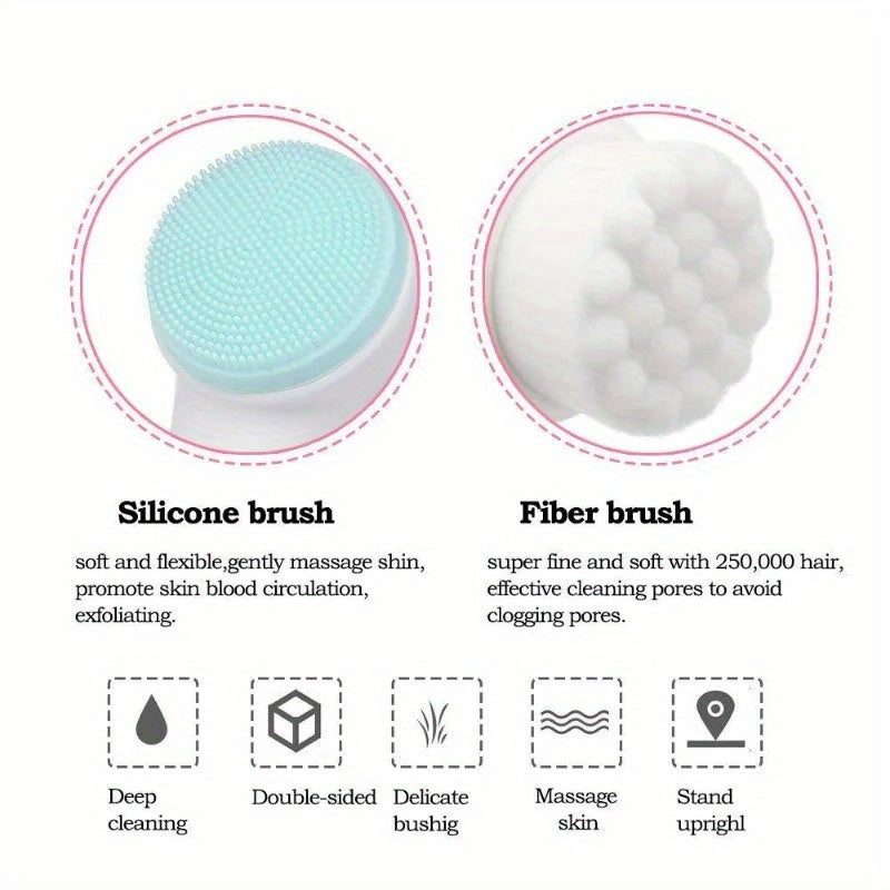 Of a 3D Double-Sided Cleansing Brush, Designed Manual Massage with Soft Bristles, Serves As an Exfoliator And Face