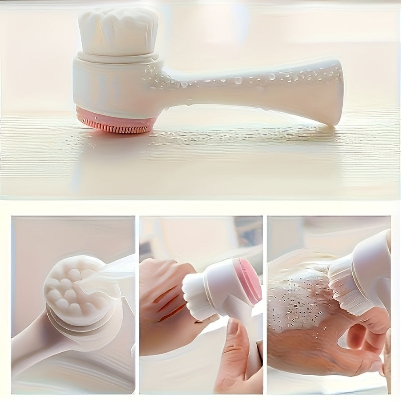 Dual Silicone Facial Cleansing Brush with Manual Massage, Soft Exfoliating Brush on Both Sides, Suitable for Use in The Bathroom