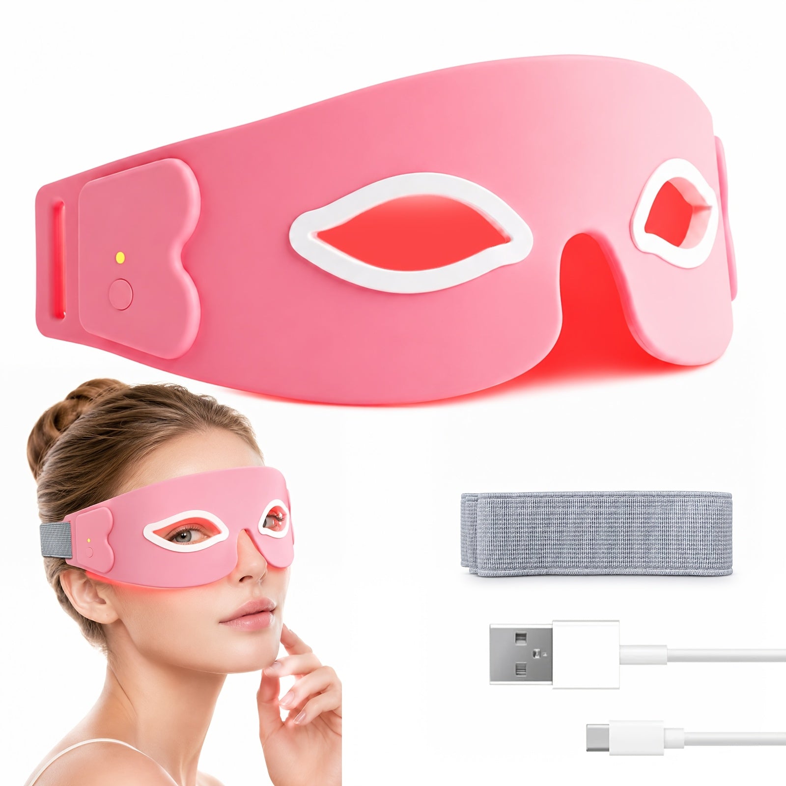 FDA Cleared - KTS Eye Massager with 7-Color LED. Usb-Charged, Relaxes Eye Muscles
