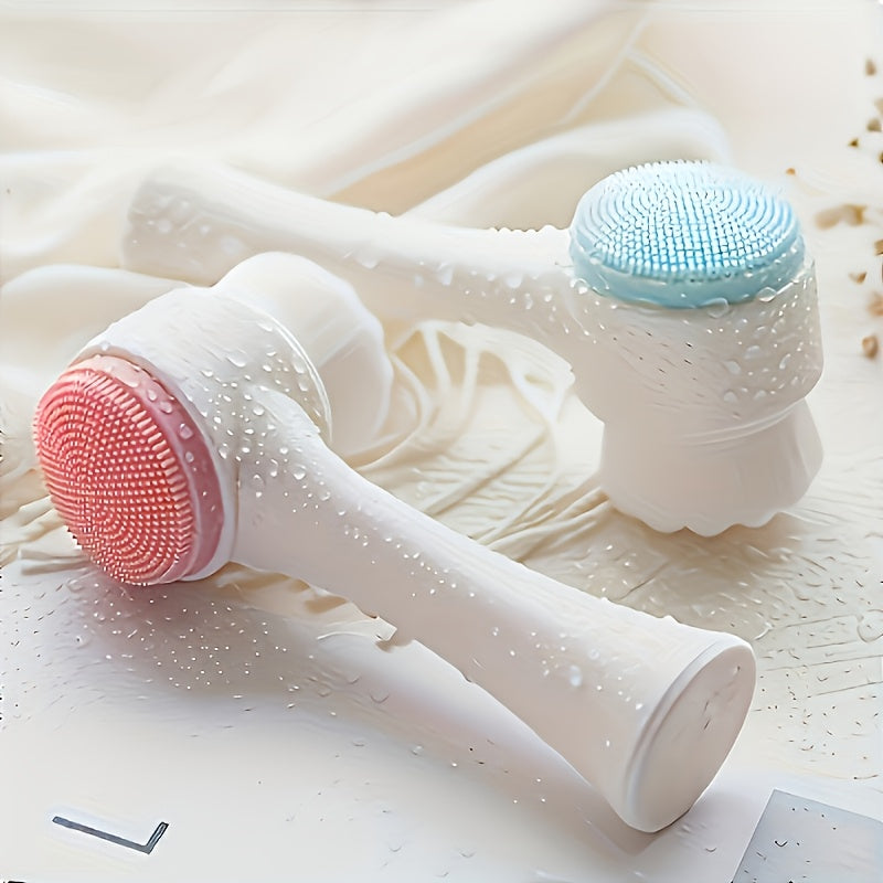 Dual Silicone Facial Cleansing Brush with Manual Massage, Soft Exfoliating Brush on Both Sides, Suitable for Use in The Bathroom