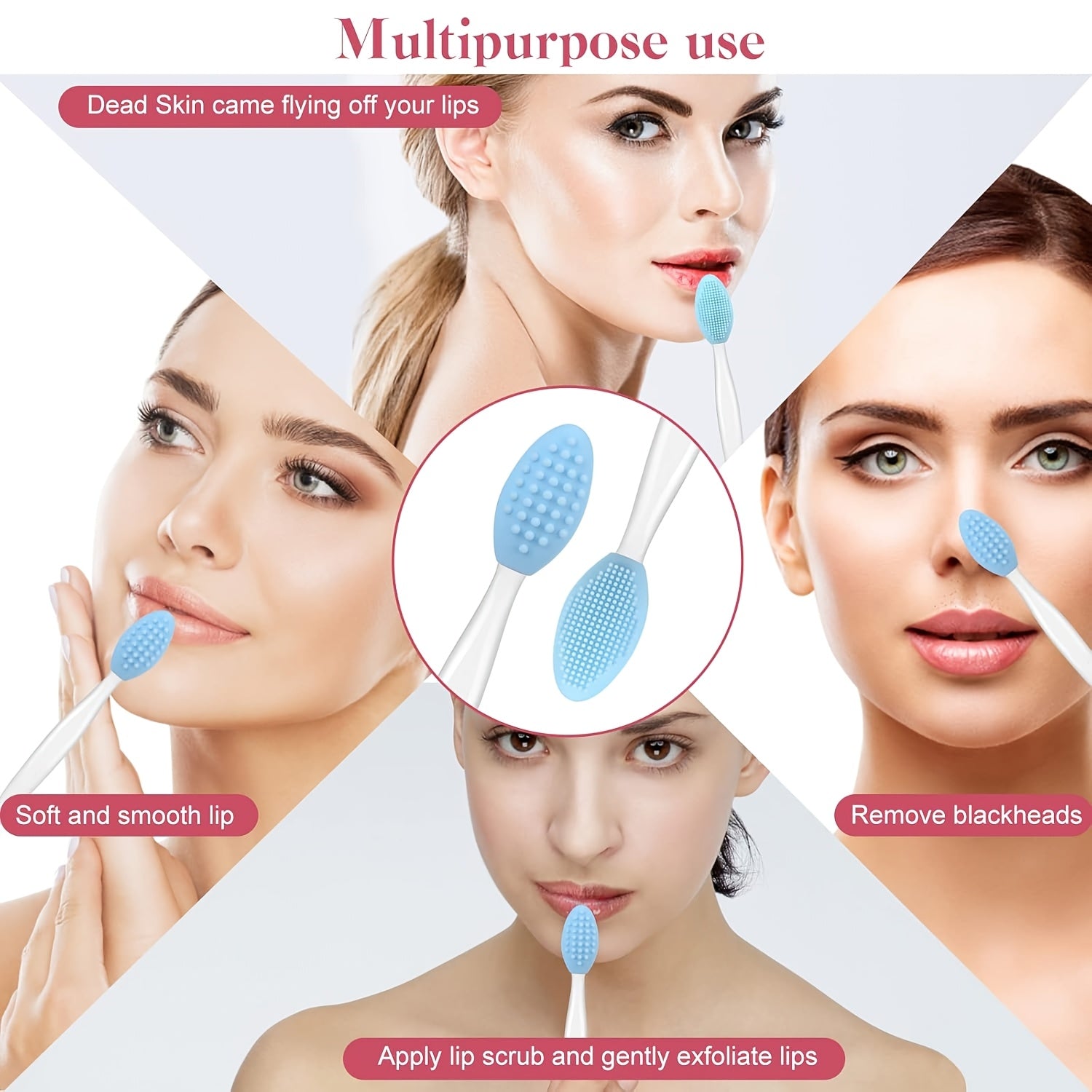 Colorjuly 3pcs Silicone Face And Nose Brush Set, Deep Facial Cleansing And Exfoliation, Used for Makeup Removal, Pore Cleansing, Facial Massage, Flexible Material That Does Not Harm The Skin, Repeatedly Washed And Used, Portable