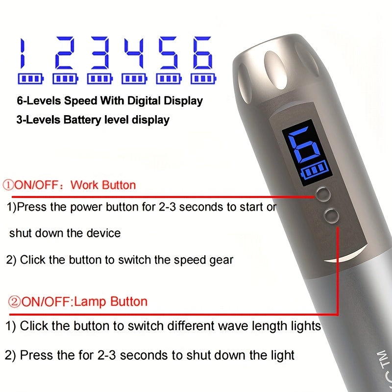 New Dr DermaPen H6, Hydra Series, Wireless Electric Derma Pen, 1pc Pen with 10pcs 0. 25mm Cartridges
