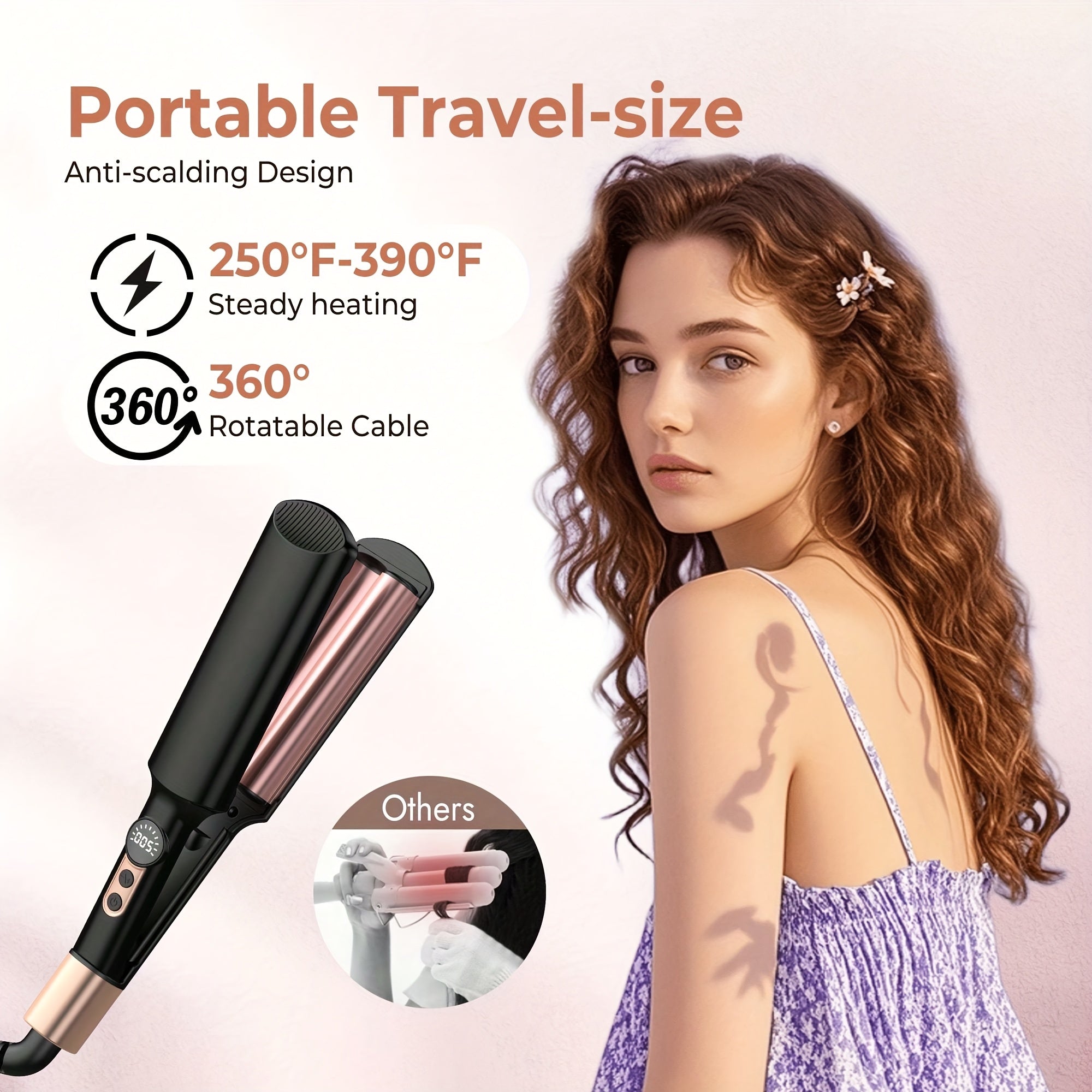 Mini Curling Iron Hair Crimper Waver Electric Hair Curler Curling Iron Ceramic 2 Barrel Hair Curler
