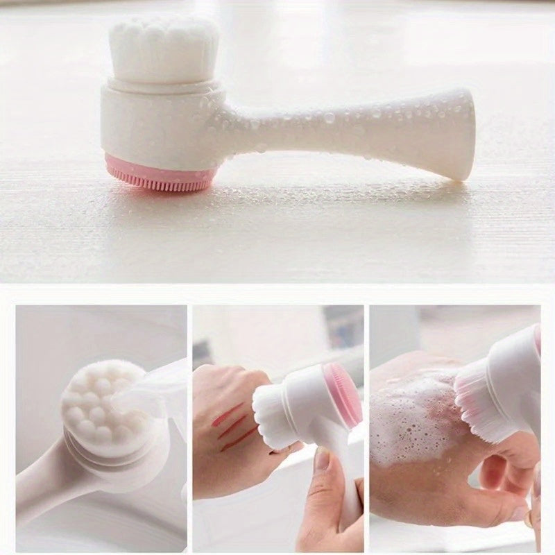 Of a 3D Double-Sided Cleansing Brush, Designed Manual Massage with Soft Bristles, Serves As an Exfoliator And Face