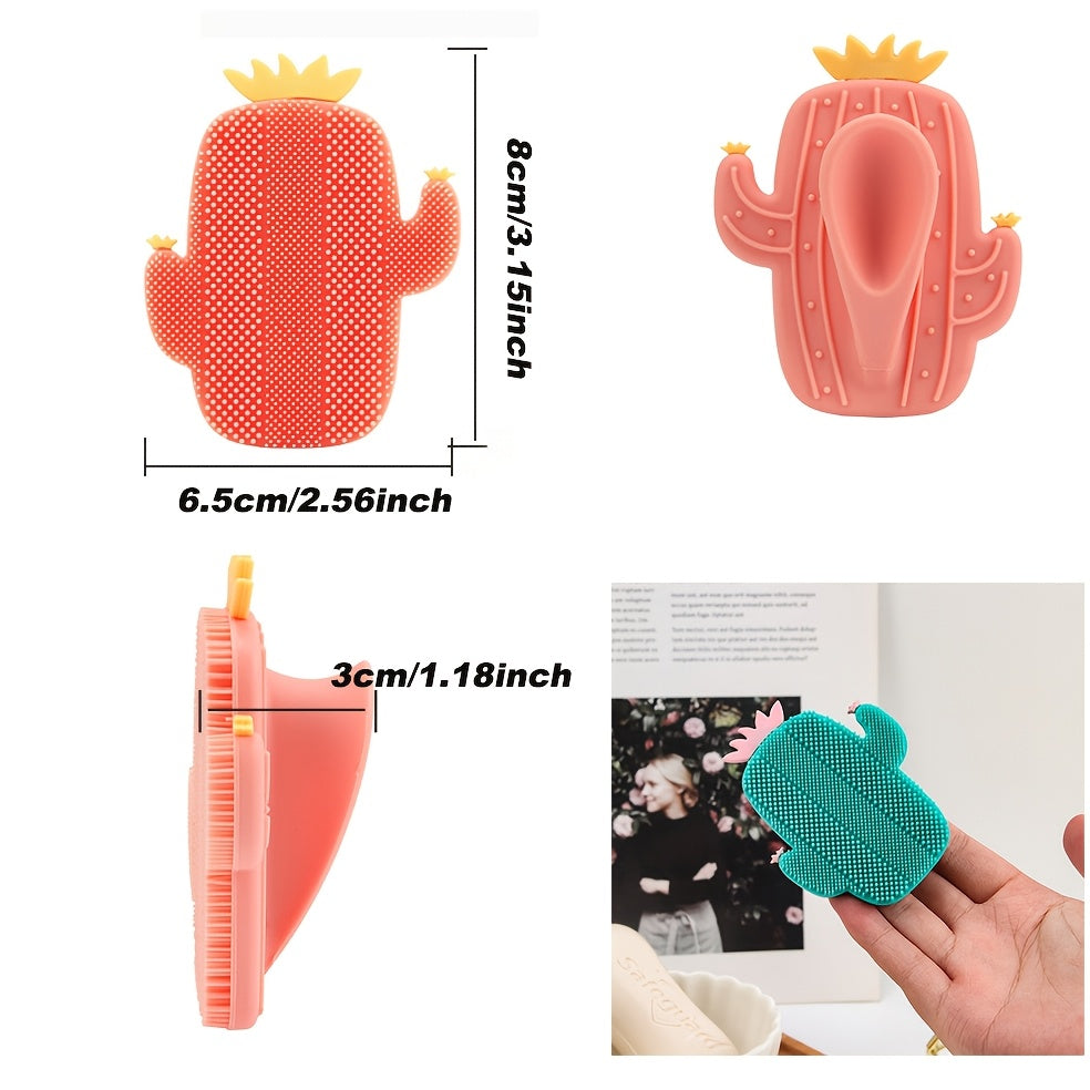 Upgraded Silicone Facial Cleansing Brush, Portable Cactus Shape Face Brush, Skin Care Tool for Gentle Exfoliation & Facial Massage