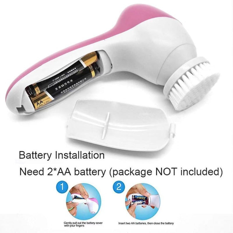 5-In-1 Multifunctional Facial Cleansing Brush, Electric Facial Cleansing Brush, Facial Beauty Cleansing Brush for Exfoliation And Skin Care, Rotating Facial Cleansing Tool, Battery Powered