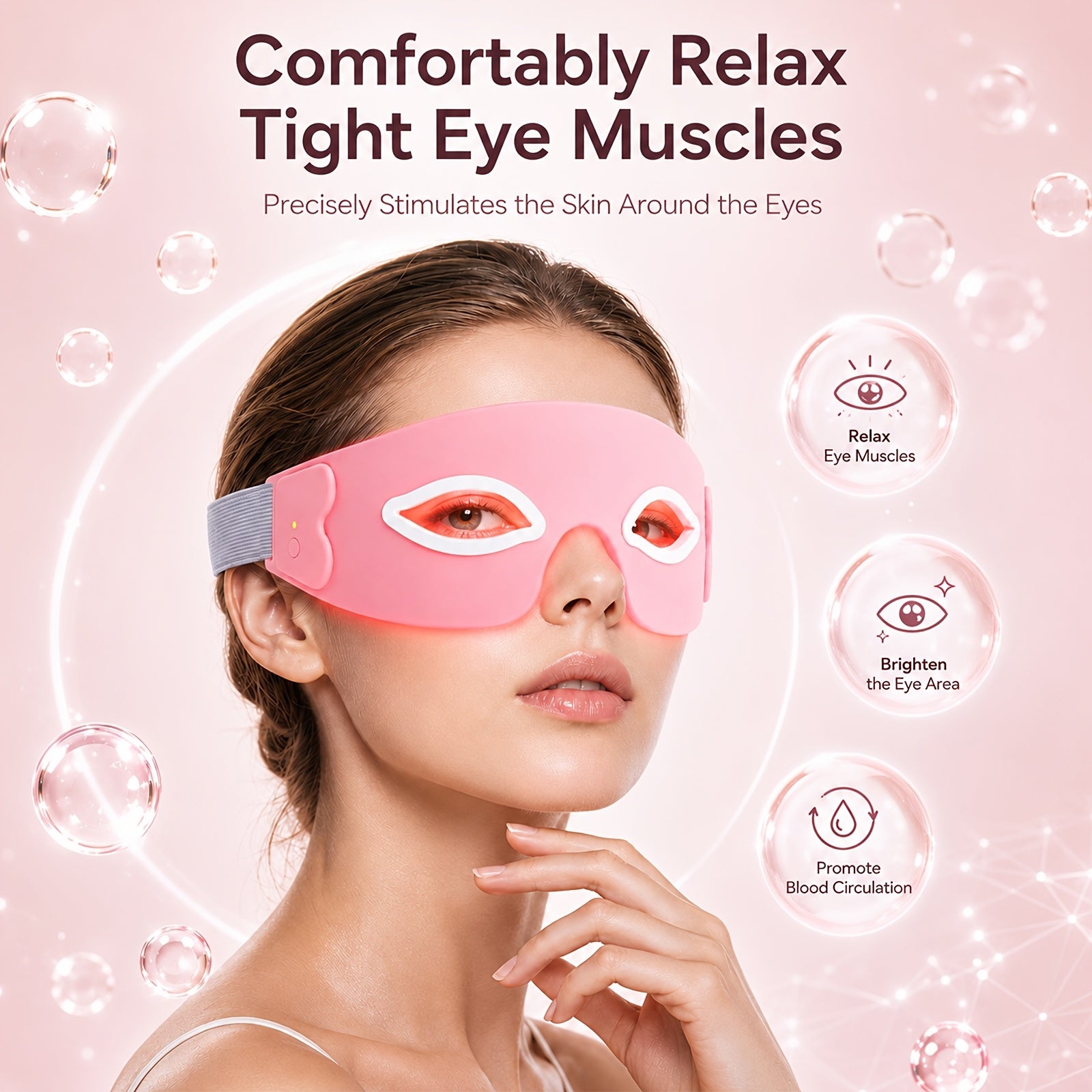 FDA Cleared - KTS Eye Massager with 7-Color LED. Usb-Charged, Relaxes Eye Muscles