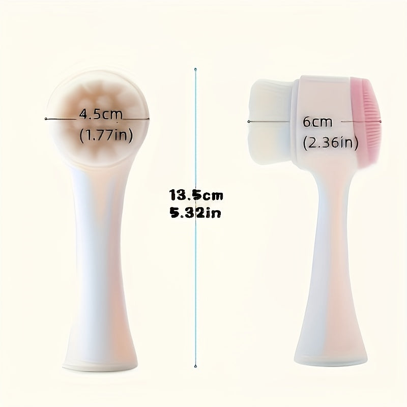 Dual Silicone Facial Cleansing Brush with Manual Massage, Soft Exfoliating Brush on Both Sides, Suitable for Use in The Bathroom