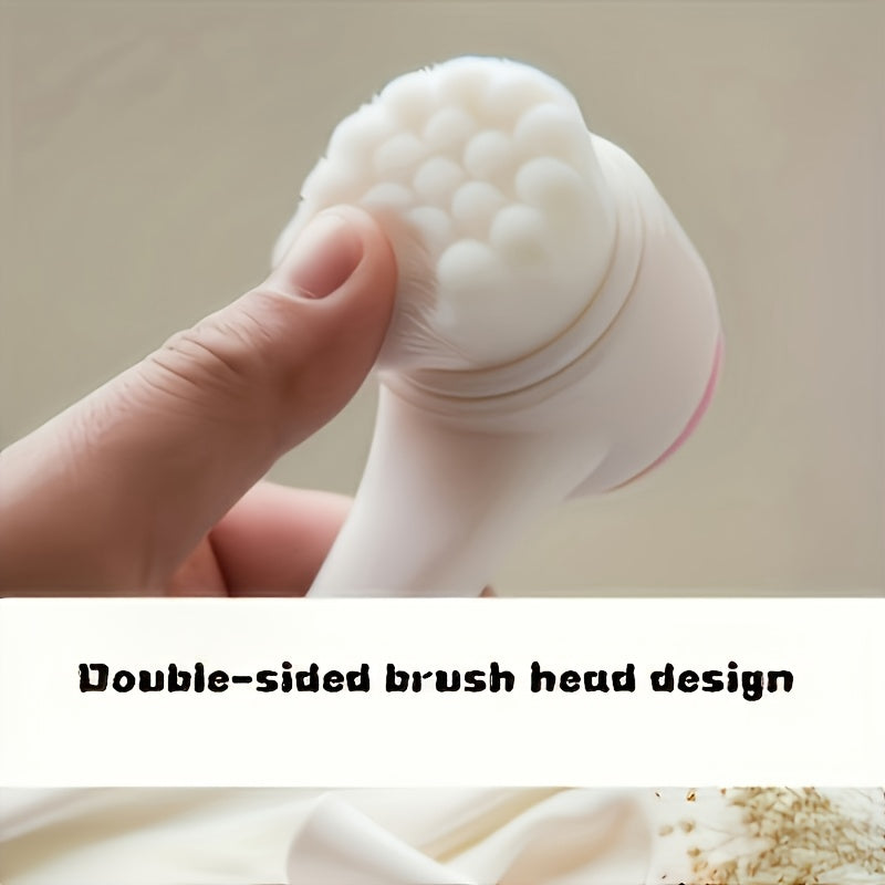 Dual Silicone Facial Cleansing Brush with Manual Massage, Soft Exfoliating Brush on Both Sides, Suitable for Use in The Bathroom