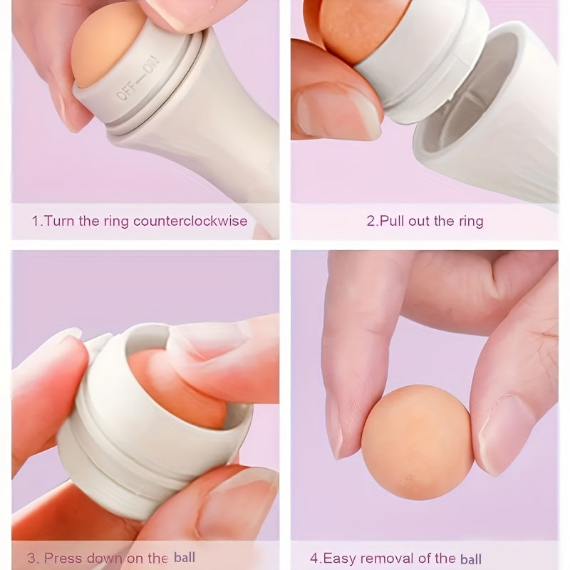 A Facial Oil Absorbent Roller Skin Care Tool Oil Suction Cleanable Facial Oil Removal Skin Care Makeup Tool