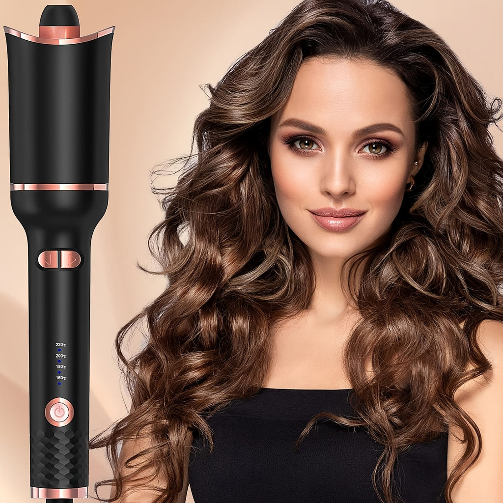 Hair Curler, Curling Wand, Curling Tongs,Curling Iron with 360° Rotating,4-Speed Adjustable Temperature Curling Wand, Fast Heating Ceramic Barrel, Dual Voltage Hair Curlers