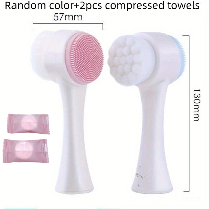 Of a 3D Double-Sided Cleansing Brush, Designed Manual Massage with Soft Bristles, Serves As an Exfoliator And Face