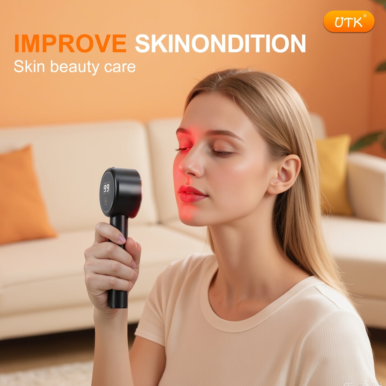 UTK LED Red Blue Light, Facial Relaxation Device -470\u002F660\u002F850\u002F940nm Wavelength