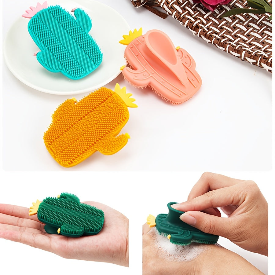 Upgraded Silicone Facial Cleansing Brush, Portable Cactus Shape Face Brush, Skin Care Tool for Gentle Exfoliation & Facial Massage