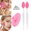 Colorjuly 3pcs Silicone Face And Nose Brush Set, Deep Facial Cleansing And Exfoliation, Used for Makeup Removal, Pore Cleansing, Facial Massage, Flexible Material That Does Not Harm The Skin, Repeatedly Washed And Used, Portable